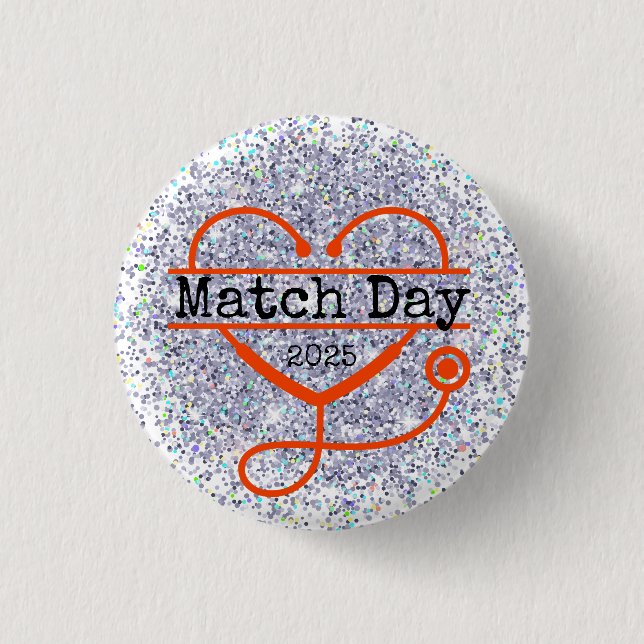 Badge Rond 2,50 Cm Match Jour 2025 Parties scintillant Stethoscope (Devant)