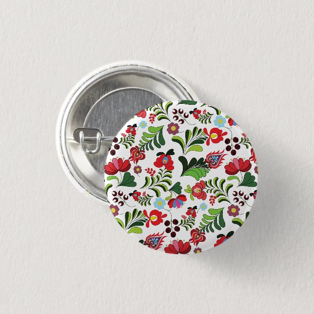 Badge Rond 2,50 Cm Matyo Floral hongrois (Devant & derrière)