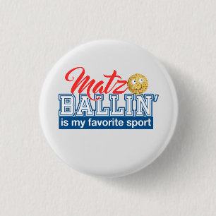 Badge Rond 2,50 Cm Matzo Ballin' est mon sport favori - Un cadeau de