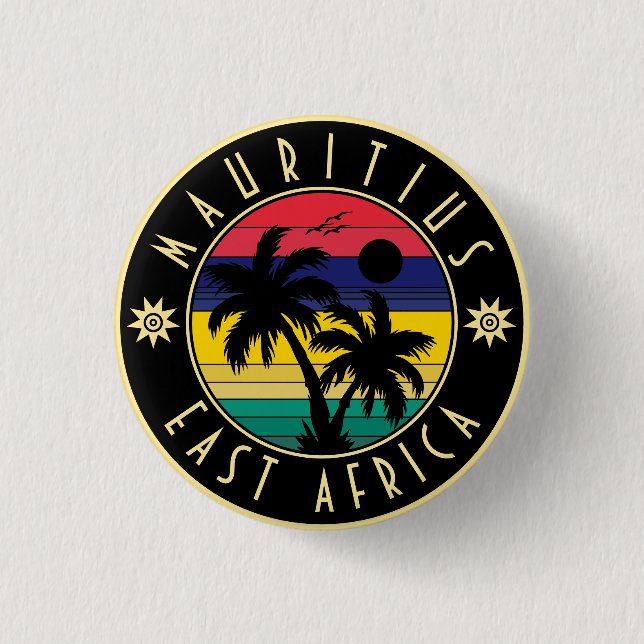 Badge Rond 2,50 Cm Maurice Afrique de l'Est Rétro Sunset Souvenirs 60 (Devant)
