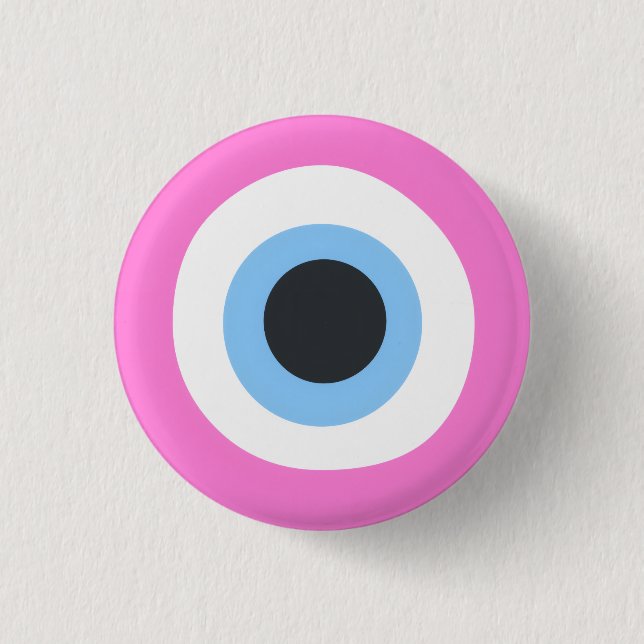 Badge Rond 2,50 Cm mauvais œil rose (Devant)