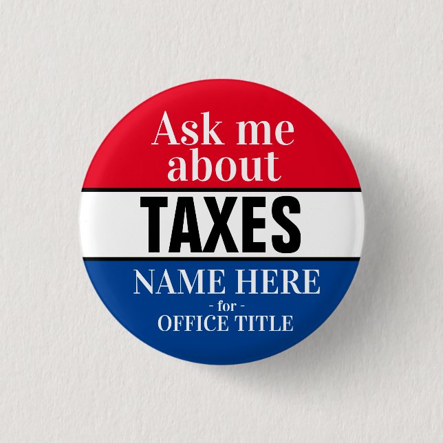Badge Rond 2,50 Cm Me questionner sur les taxes (Devant)