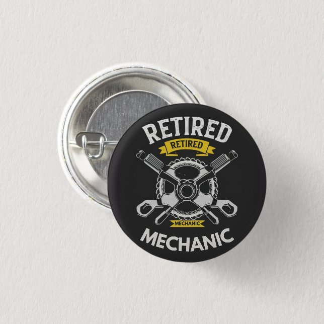 Badge Rond 2,50 Cm Mécanique à la retraite (Devant & derrière)