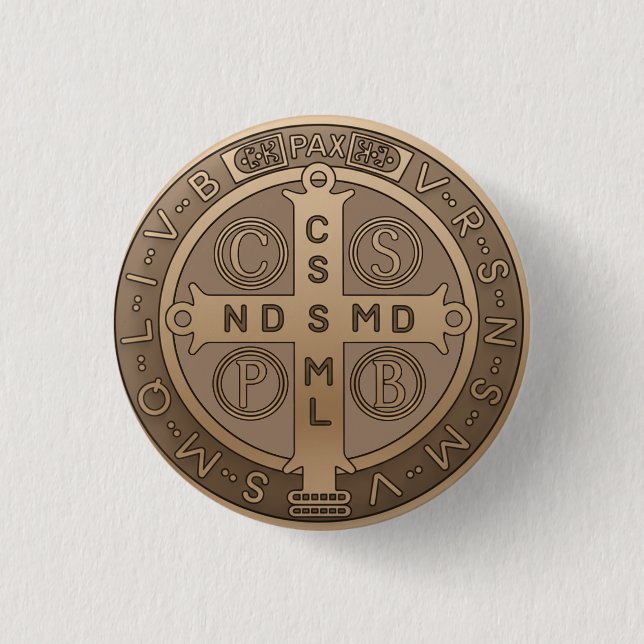 Badge Rond 2,50 Cm Médaille de Saint-Benoît Croix de protection catho (Devant)