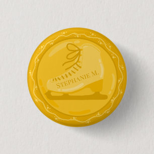 Badge Rond 2,50 Cm Médaillon de patinage sur glace d'or 