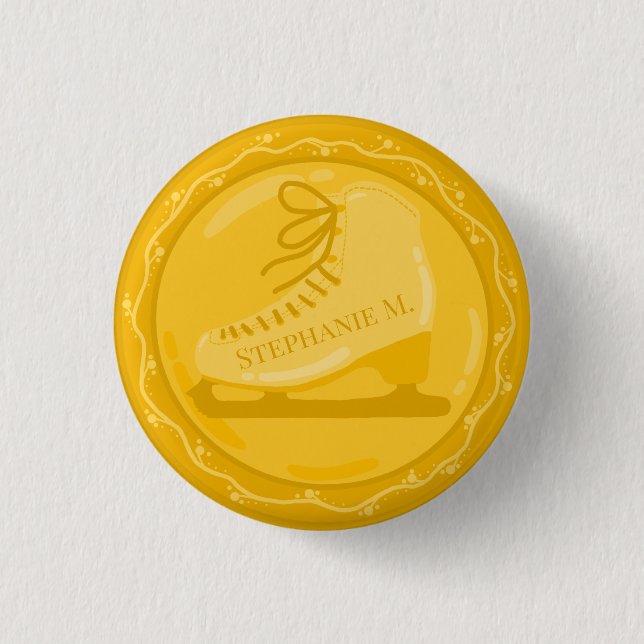 Badge Rond 2,50 Cm Médaillon Golden Ice Patinage (Devant)