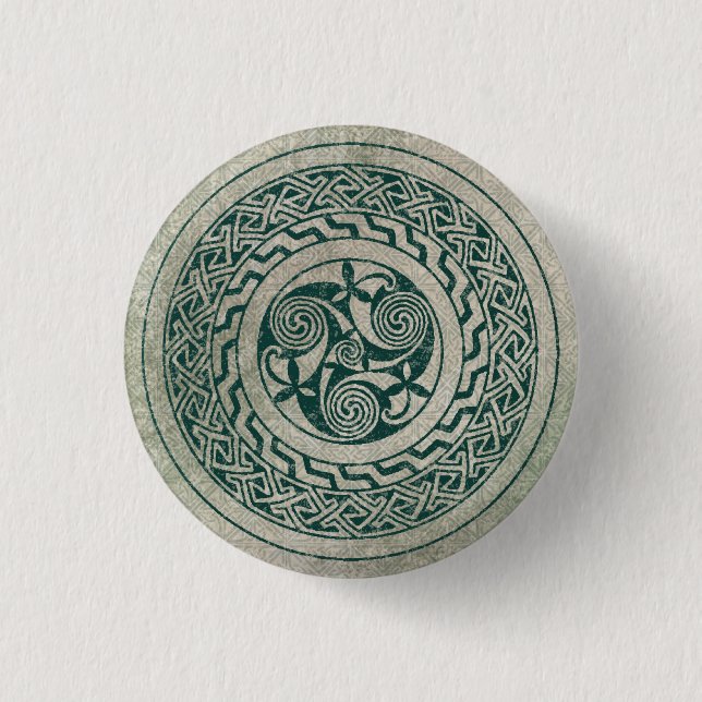 Badge Rond 2,50 Cm Médaillon irlandais Celtic Knotwork Motif en vert (Devant)