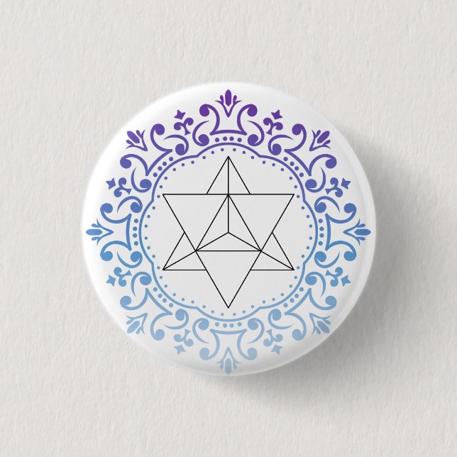 Badge Rond 2,50 Cm Méditation spirituelle Mandala Merkaba Yoga (Devant)