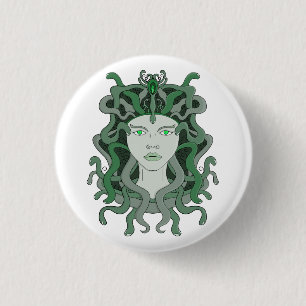 Badge Rond 2,50 Cm Medusa Gorgo Serpent Gorgone Monstre Mythologie Gr