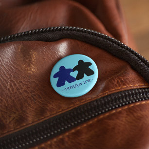 Badge Rond 2,50 Cm Meepes en amour, Bleu & Noir Pin