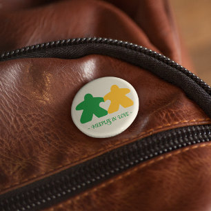 Badge Rond 2,50 Cm Meepes en Amour, Bouton vert et jaune