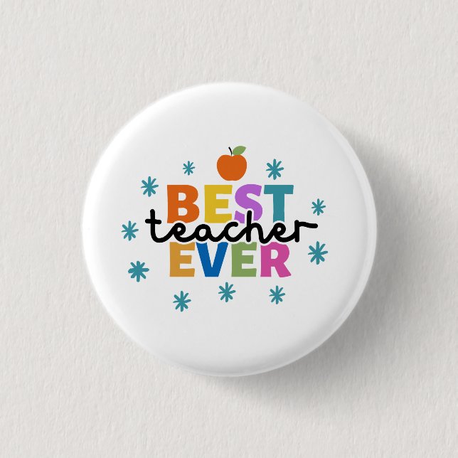 BADGE ROND 2,50 CM MEILLEUR ENSEIGNANT JAMAIS (Devant)
