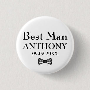Badge Rond 2,50 Cm Meilleur homme noir et blanc Nom personnalisé Cade