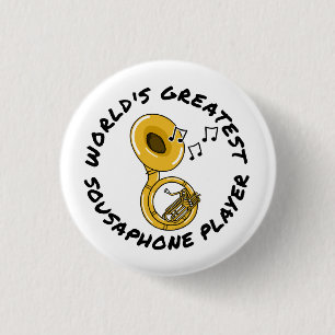 Badge Rond 2,50 Cm Meilleur joueur de sousaphone du monde, musicien d
