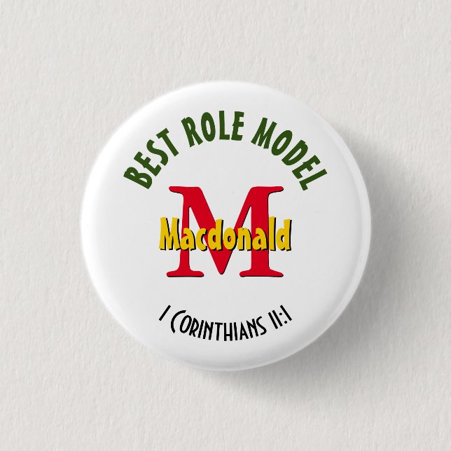 Badge Rond 2,50 Cm MEILLEUR MODÈLE DE RÔLE Personnalisé Maman Papa Pr (Devant)