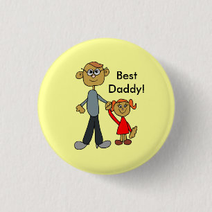 Badge Rond 2,50 Cm Meilleur papa Fête des pères Père fille dessin