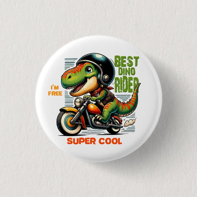 Badge Rond 2,50 Cm Meilleur pilote de dino super cool (Devant)