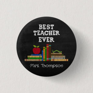 Badge Rond 2,50 Cm Meilleur Professeur de Tous les Temps Tableau Noir