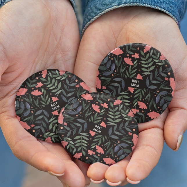 Badge Rond 2,50 Cm Meilleure maman jamais élégant jardin magique rétr (Créateur téléchargé)