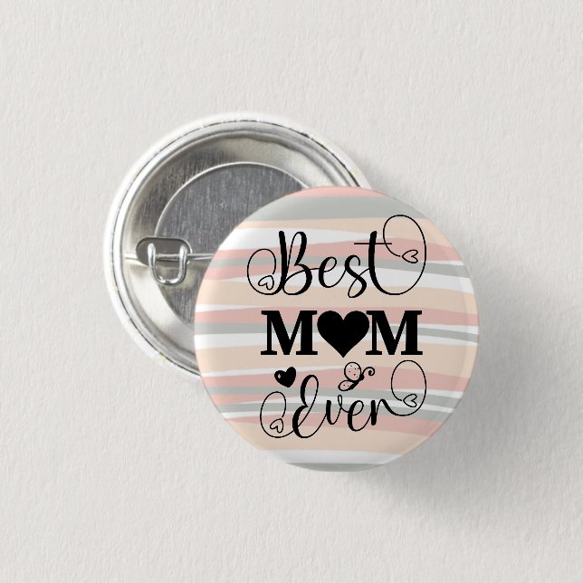 Badge Rond 2,50 Cm Meilleure Maman Jour Typographie Script Lignes Boh (Devant & derrière)
