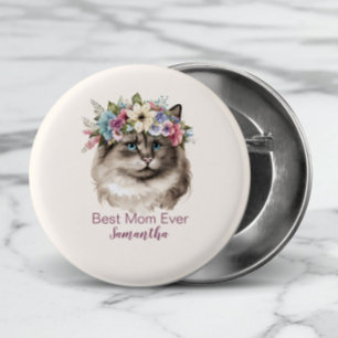 Badge Rond 2,50 Cm Meilleure maman toujours Whimsical Watercolor Flor