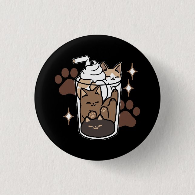 Badge Rond 2,50 Cm Mélange Purr-Fect : Conception de café pour le caf (Devant)