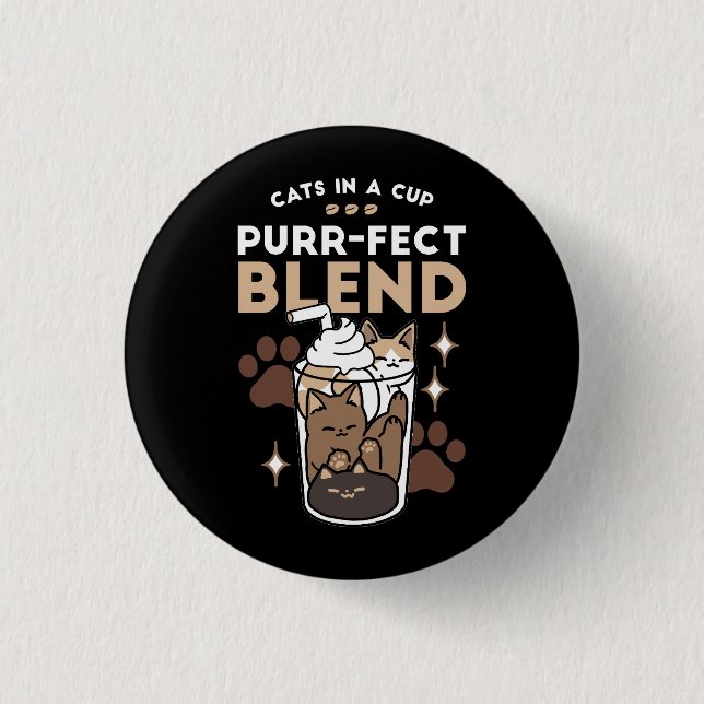 Badge Rond 2,50 Cm Mélange Purr-Fect : Conception de café pour le caf (Devant)