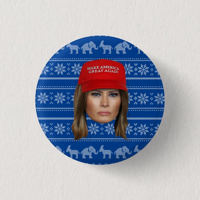 Badge Rond 2,50 Cm Melania Trump MAGA Noël (Devant)