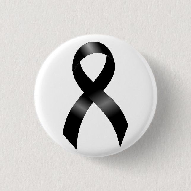 Badge Rond 2,50 Cm Mélanome | Cancer de la peau - Ruban noir (Devant)