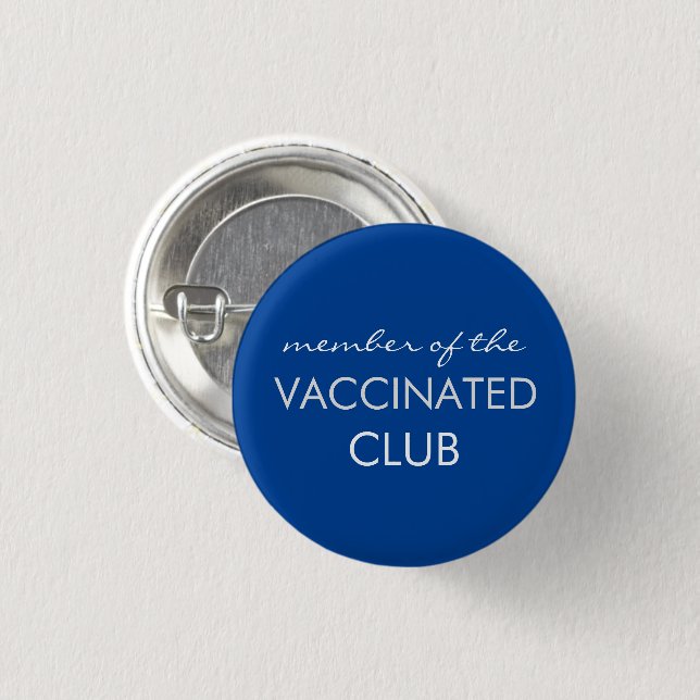 Badge Rond 2,50 Cm Membre bleu du bouton Vacciné Club (Devant & derrière)