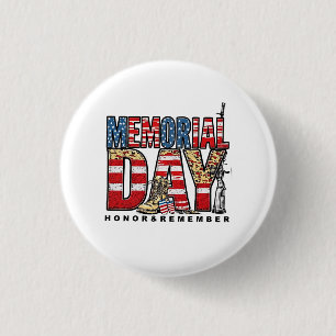 Badge Rond 2,50 Cm Mémorial Day Honor & Souvenez-vous du drapeau amér