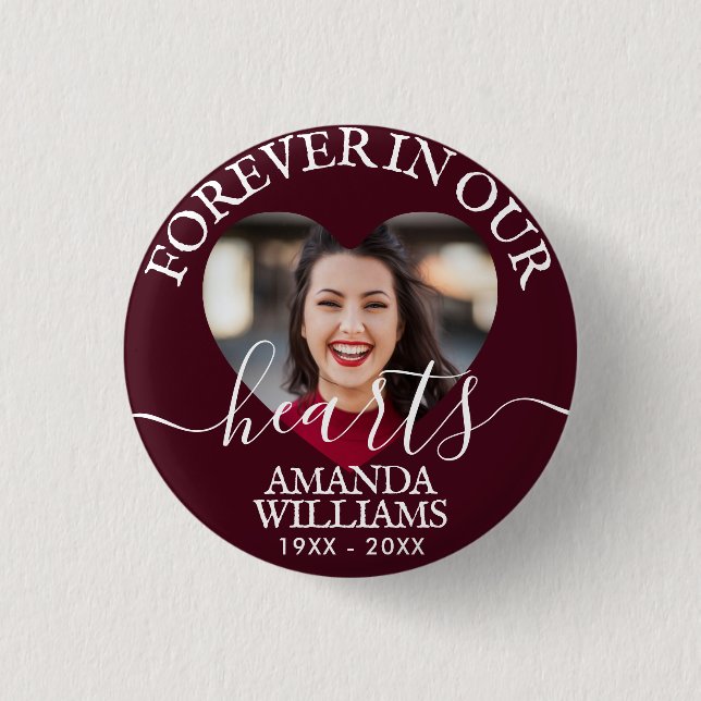 Badge Rond 2,50 Cm Mémorial de photos cardiaques personnalisées (Devant)
