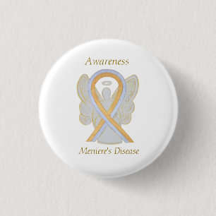 Badge Rond 2,50 Cm Meniere's Disease Awareness Ruban Angel Pin