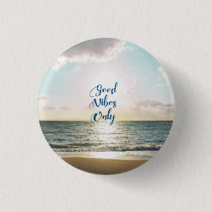 Badge Rond 2,50 Cm Mer Sun de typographie de citation de "Good Vibes