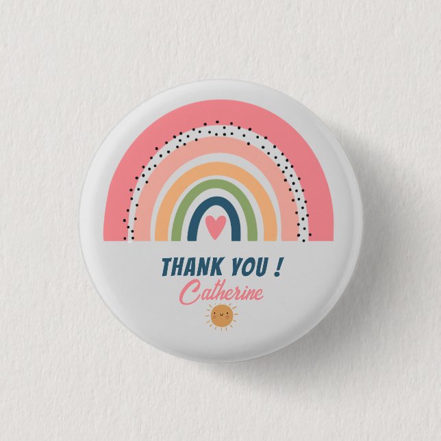 BADGE ROND 2,50 CM MERCI RAINBOW CUTE BOHO DESIGN (Devant)