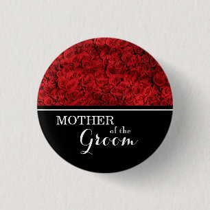 Badge Rond 2,50 Cm "Mère de la chambre" Mariage Roses rouges