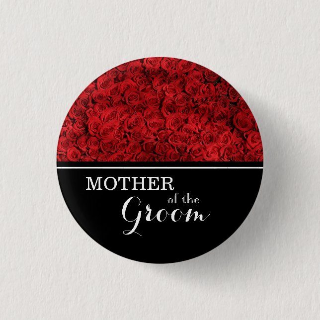 Badge Rond 2,50 Cm "Mère de la chambre" Mariage Roses rouges (Devant)