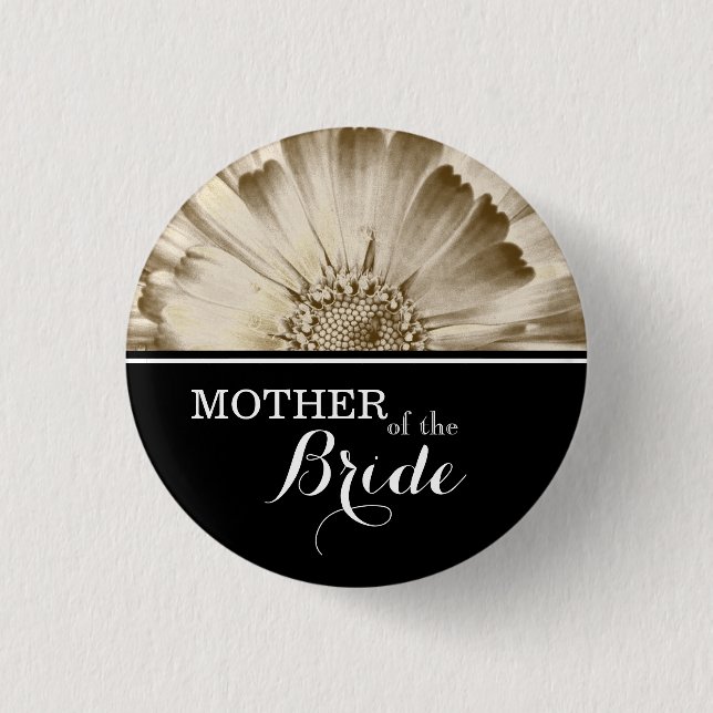 Badge Rond 2,50 Cm Mère de la mariée Mariage Gold Daisy (Devant)