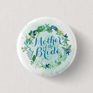 Badge Rond 2,50 Cm Mère du bouton de Pin d'aquarelle de jeune marié