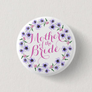 Badge Rond 2,50 Cm Mère du bouton floral de mariage de jeune mariée
