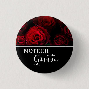 Badge Rond 2,50 Cm "Mère du marié" Roses rouges de mariage