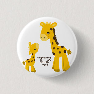 Badge Rond 2,50 Cm Mère et bébé Giraffe