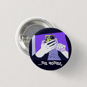 Badge Rond 2,50 Cm Mère Mains mobiles Violet Avocado Blanc