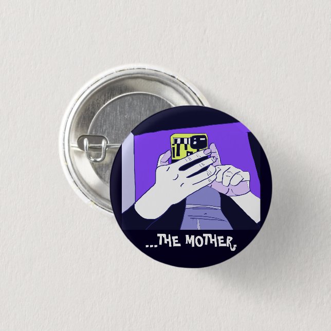 Badge Rond 2,50 Cm Mère Mains mobiles Violet Avocado Blanc (Devant & derrière)