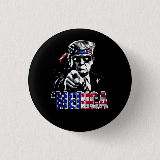 Badge Rond 2,50 Cm Merica Trump American Flag États-Unis (Devant)
