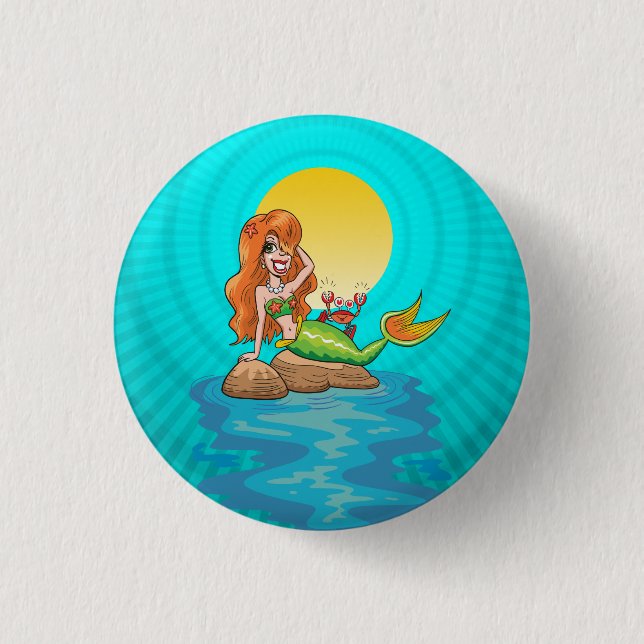 Badge Rond 2,50 Cm Mermaid under a Full Moon (Devant)