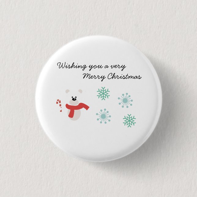 Badge Rond 2,50 Cm Merry Christmas Bear (Devant)