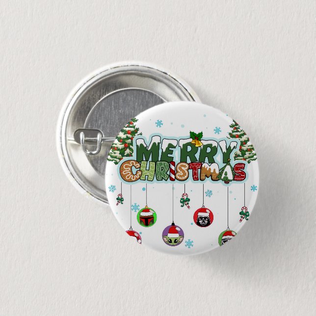 Badge Rond 2,50 Cm Merry Christmas Button (Devant & derrière)