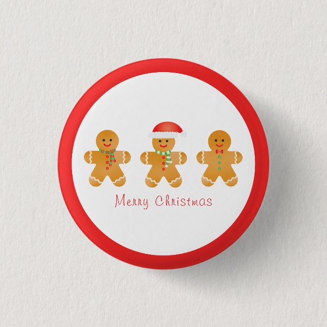 Badge Rond 2,50 Cm Merry Christmas Gingerbread Men (Devant)