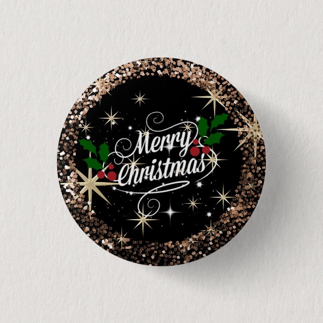 Badge Rond 2,50 Cm Merry Christmas, sparkle and glitter (Devant)